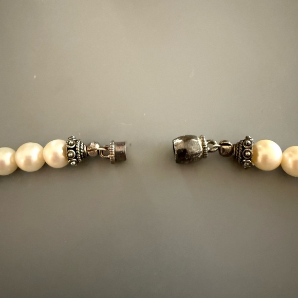 Turquoise Necklace W 7mm Cultutred Pearls Sterling Silver Clasp - Picture 6 of 6